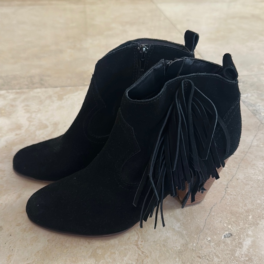 Steve Madden Black Heel Boots with Fringe